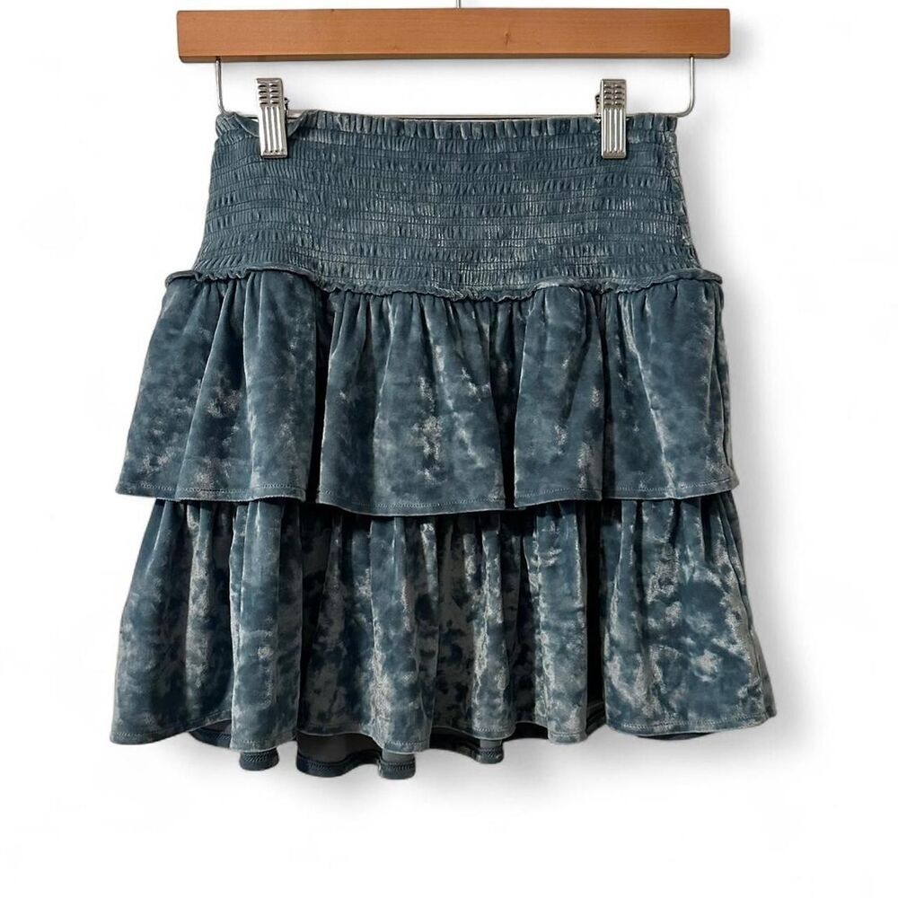 Aerie Women's Mint Green Crushed Velvet Skirt - Picture 3 of 6